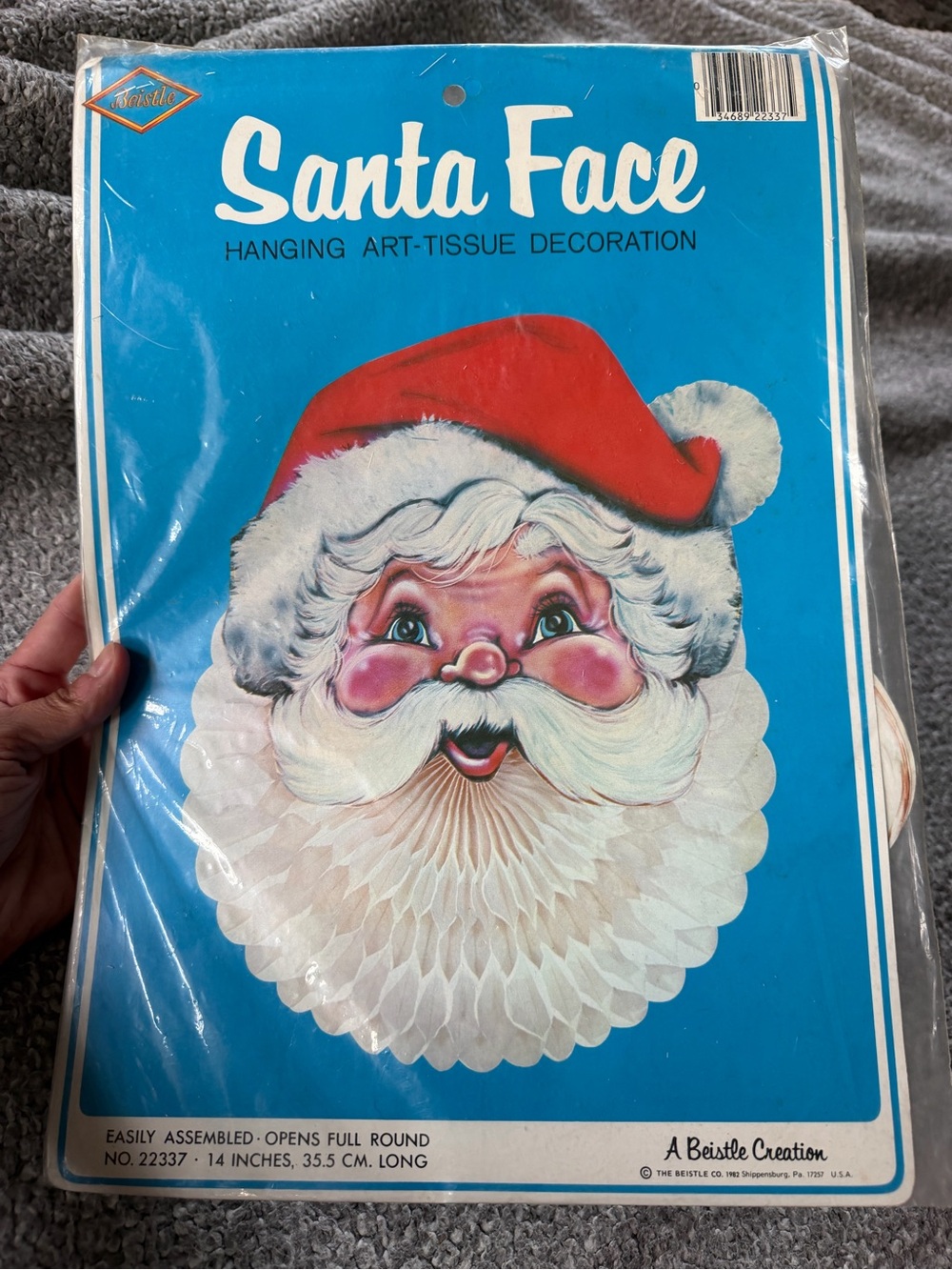 Vintage 1982 Beistle Santa Face Hanging Art Tissue Decoration